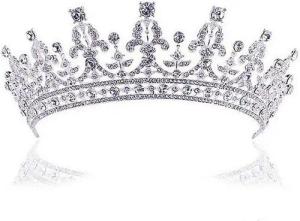 LuxusKollektion Haarreif Diadem Hochzeit Krone Tiara Strass Haarreifen für Braut in Silber