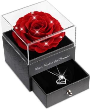 LuxusKollektion Kette und Anhänger Set Ewige Rose Geschenkset für Mama, 925 Silber Mom Halskette, Mejor Madre