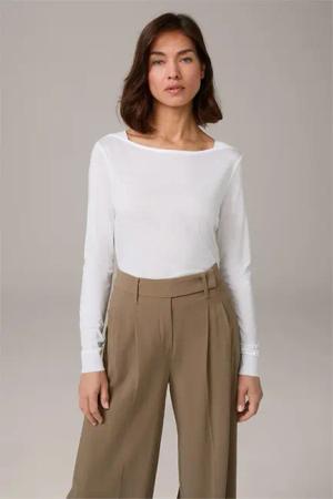 Lyocell-Baumwoll-Langarm-Shirt in Weiß