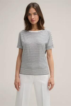 Lyocell-Baumwoll Shirt, kurzarm, in Navy-Ecru gestreift