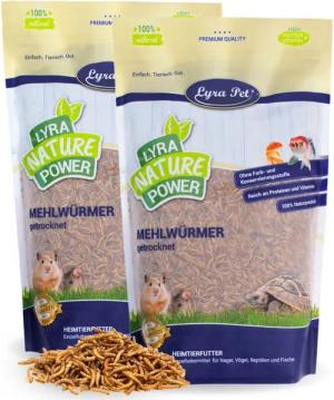 Lyra Pet 2 kg Lyra Pet® Mehlwürmer getrocknet, Insekten für: Wildvogel, Nager, Reptilien, Fisch