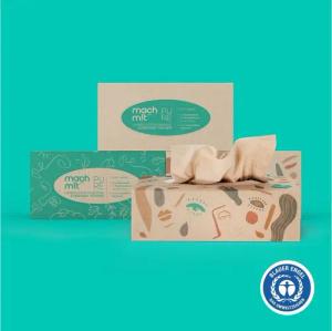 mach m!t Kosmetiktücher 4-lagig - Einzeln (1 Box) oder als Großpackung (24 Boxen) á 100 Tücher (1-St), aus recyceltem Karton