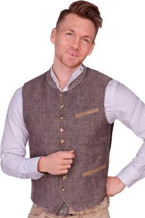 Maddox Trachtenweste Leinenweste - OLIVER - kiesel, oliv