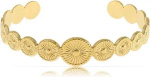 Made by Nami Armreif Sonne Gold Damen Boho Schmuck aus Chirurgischem Edelstahl 316, Verstellbar Wasserfester Schmuck