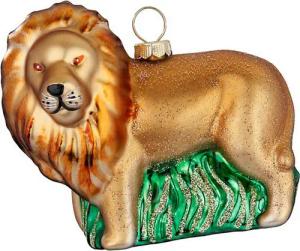 MAGIC by Inge Christbaumschmuck, Christbaumschmuck Glas 8cm Löwe Figur Hellbraun