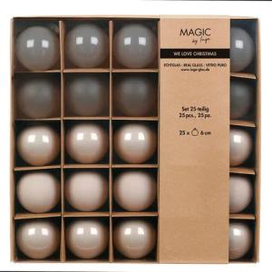 MAGIC by Inge Weihnachtsbaumkugel, Weihnachtskugeln Glas 6cm 25er Set - Fine Alabaster teils transparent
