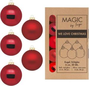 MAGIC by Inge Weihnachtsbaumkugel, Weihnachtskugeln Glas 6cm 30 Stück - Ochsenblut