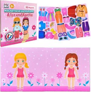 MAGNIKON Anziehpuppe Magnetische Anziehpuppen Reisespiel Magnetspielbox Alice und Agatha (Magnetspielbox, 32-tlg., Puppe zum Ankleiden), Magnetanziehpuppe Anziehpuppe