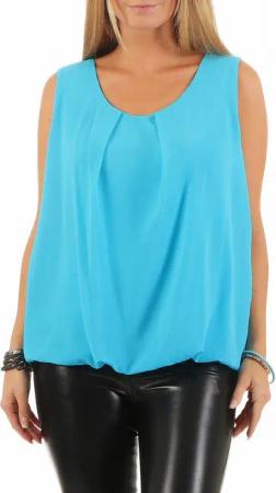 malito more than fashion Chiffonbluse malito Damen Bluse ärmellos 6879 Blusentop mit Rundhals-Ausschnitt