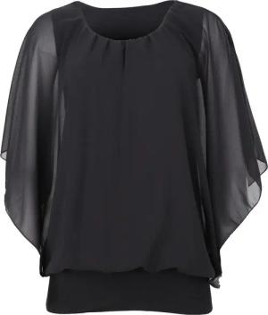 malito more than fashion Chiffonbluse malito Damen Bluse im Fledermaus Look, Tunika mit Rundhals und breite mit breitem Bund Einheitsgröße