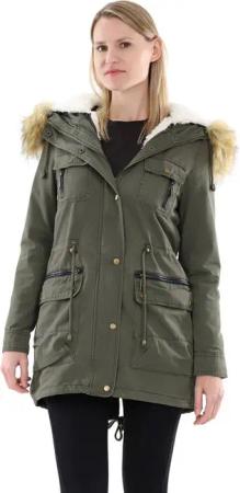 malito more than fashion Parka Damen Parka mit Kapuze, Winterjacke mit Kunstfell, gefütterter Mante gefütterte Winterjacke mit Teddyfell und Kunstfell Kapuze