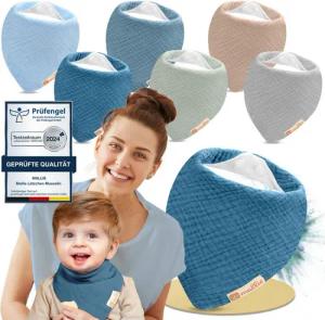 Mallie Lätzchen Musselin Lätzchen Baby im 6er oder 8er Set, (Als Bibs, Dreieckstuch Baby, Baby Lätzchen -, 6-St., Musselin Halstuch Baby, Musselintücher Baby und Babylätzchen), Sabberlätzchen Baby Halstücher Baby