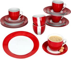 MamboCat Kaffeeservice 18tlg Kaffeeservice Variant Rot Porzellan 6 Personen, Porzellan