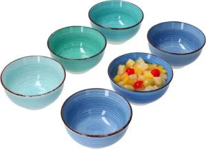 MamboCat Müslischale Blue 6er Set Snack- & Dip-Schälchen Ø12cm 200ml blaue Dessert-Schale, Steingut