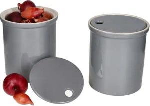 MamboCat Vorratsglas 2x Oskar Vorratsdose M Grau Zwiebeltopf Deckel Aufbewahrungsbox Ton, Ton