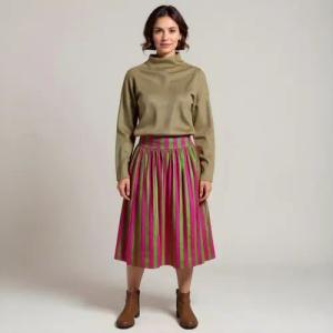 ManduTrap Nani – Nachhaltiger One Size Midi-Rock aus Bio-Baumwolle mit Streifen