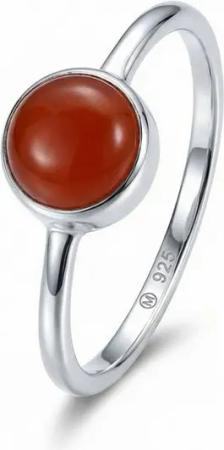 mantraroma Silberring SAMA rund aus 925 Silber mit Karneol (Ring mit Schmuckbeutel), Damenring aus 925er Silber