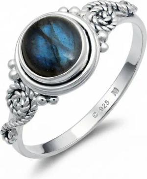 mantraroma Silberring WATU aus 925 Silber mit Labradorit (Ring mit Schmuckbeutel), Damenring aus 925er Silber