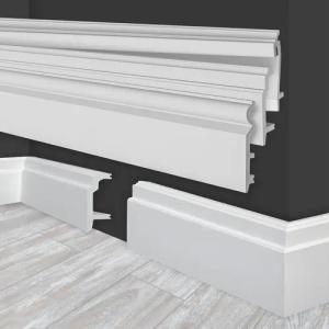 marbet design Sockelleiste, weiß HDPS Kunststoff - 2 Meter Fußleisten Profil Fußbodenleisten Abschlussleisten Boden Leisten Kabelkanal (HF-1 108x24 mm, 20 Meter)