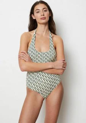 Marc O'Polo Badeanzug Modern Monogram Neckholder, schnelltrocknend, Logoschriftzug allover