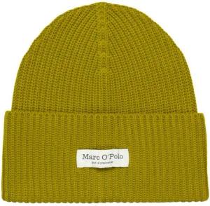 Marc O'Polo Beanie breiter Umschlag, Markenlabel, Rippstrick