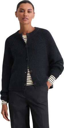Marc OPolo Cardigan Gerippter Rundhals, Ripp-Strick, normale Passform, Rollkante am Saum