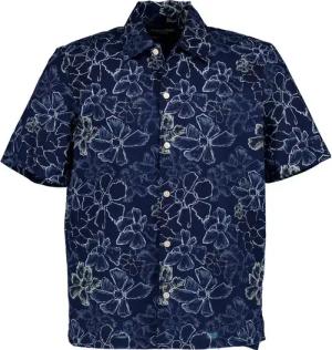 Marc O'Polo Herren Kurzarmhemd blau geblümt