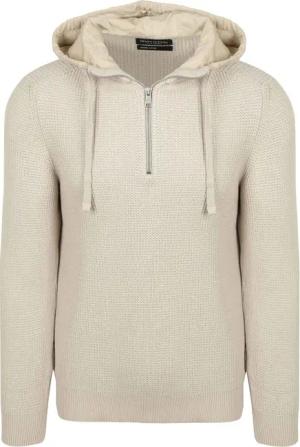Marc O'Polo Hooded Half Zip Pullover Structured Bi-Colour Ecru - Größe XL