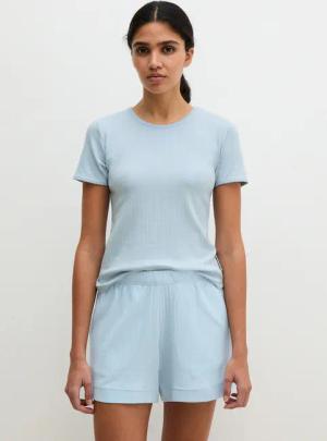 Marc OPolo Kurzarmshirt "Mix N Match Airy Cotton Rib" mit Rundhalsausschnitt