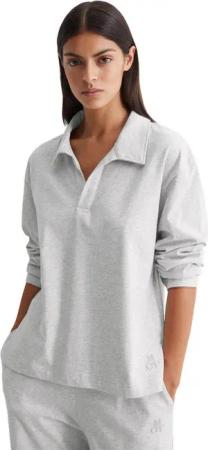 Marc O'Polo Langarm-Poloshirt Heavy Jersey-Woven V-Ausschnitt, Langarm