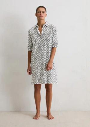 Marc OPolo Nachthemd "Mix-n-Match Cotton" dezente Knopfleiste, Langarm, Cotton