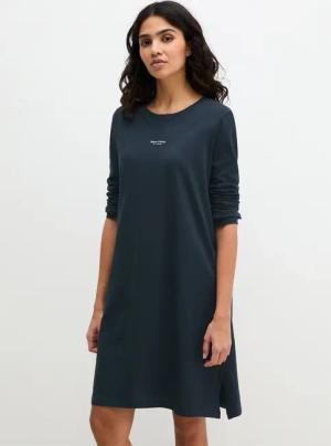 Marc OPolo Nachthemd Ohne Taschen mit Rundhalsausschnitt und langen Ärmeln, seitliche Schlitze