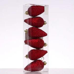 MARELIDA Christbaumschmuck Weihnachtsbaumschmuck Tannenzapfen bruchfest glitzernd H: 8cm 6St rot