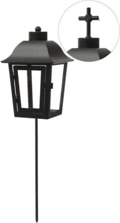 MARELIDA Laterne Grablaterne Grablicht 2 wechselbare Spitzen Grablampe schwarz