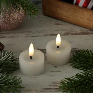 MARELIDA LED-Kerze LED Teelichter Lina Rustik Optik mit Batterien Echtwachs 4,4cm 2Stück (2-tlg)