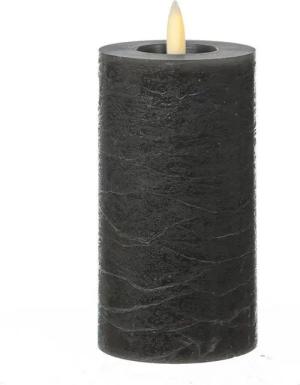 MARELIDA LED-Kerze LINA Rustik Optik Echtwachskerze flackernd Timer H: 15cm D: 7cm grau (1-tlg)