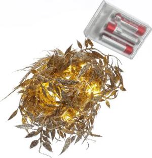 MARELIDA LED-Lichterkette Drahtlichterkette glitzernde Blätter Deko Girlande biegsam 150cm gold, 30-flammig