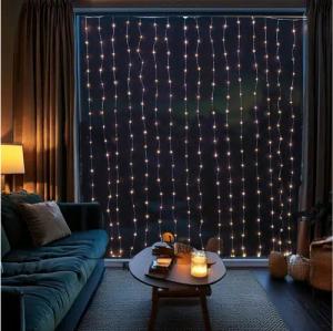 MARELIDA LED-Lichtervorhang Draht Weihnachtsdeko für Fenster 20 Stränge 400LED 1,9x2m Innen Außen, 400-flammig