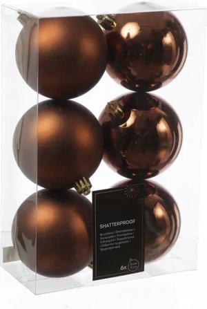 MARELIDA Weihnachtsbaumkugel Christbaumkugeln Weihnachtskugeln bruchfest 8cm braun 6er Set (6 St)