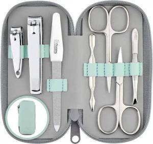 marQus Maniküre-Pediküre-Set Maniküre Set Solingen - Vergleichssieger mit Top Preis/Leistung, Echt Leder Etui handlich und weich, 7teiliges Nagelset aus glanzvernickeltem poliertem Stahl