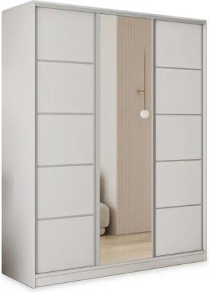 Masseno Schwebetürenschrank PINA Kleiderschrank mit Spiegel und Schubladen Schlafzimmerschrank