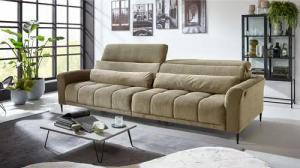 Massivart® Big-Sofa LOGAN Cord grün, beige, grau, rost 280 cm / 4-Sitzer, Sitztiefenverstellung / Kopfteilverstellung / Armlehnverstellung