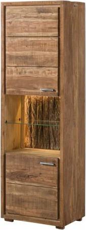 Massivmoebel24 Standvitrine BARK (Vitrine Akazie 58x40x180 natur lackiert BARK #102) Vitrine Akazie 58x40x180 natur lackiert BARK #102