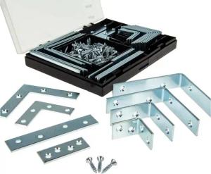 MASTERPROOF PROFESIONAL Verbinder Winkelverbinder & Flachverbinder Sortiment 180-teilig, mit Schrauben