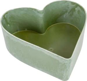 matches21 HOME & HOBBY Blumentopf Herz Pflanzschale für draussen Vintage Dekoschale grün 22 cm (1 St), Blumen-Schale als wetterfeste Friedhof-Schale Grab-Schmuck Grabschale