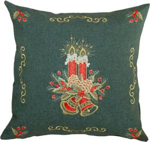 matches21 HOME & HOBBY Kissenbezüge Kissen-Bezug Weihnachten Vintage Kerzen Stick grün bunt 40x40 cm, (1 Stück), Wohnzimmer Kissen-Hüllen als Deko-Kissen Zier-Kissen Sofa-Kissen