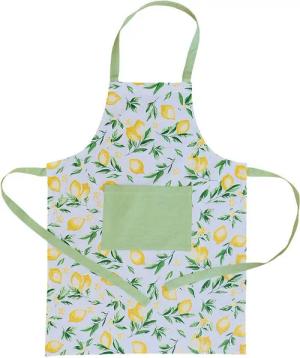 matches21 HOME & HOBBY Kochschürze Latzschürze DEBBIE weiß Küchenschürze mit Zitronen-Druck Baumwolle, (1-tlg), Nackenband & aufgesetzte Tasche 100% Baumwolle