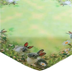 matches21 HOME & HOBBY Tischdecke Tischdecke PIA Hasen Fotodruck für Ostern Polyester 85 x 85 cm (1-tlg), Pflegeleicht & waschbar bei 30 °C