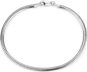 Materia Armband Damen Herren Silber Schlangenkette Beads-Armband SA-7, 925 Sterling Silber, rhodiniert