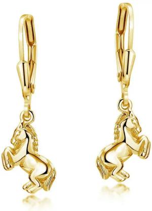 Materia Paar Ohrhänger Kinderohrringe Gold Pferd Pony SO-450, Sterlingsilber, vergoldet